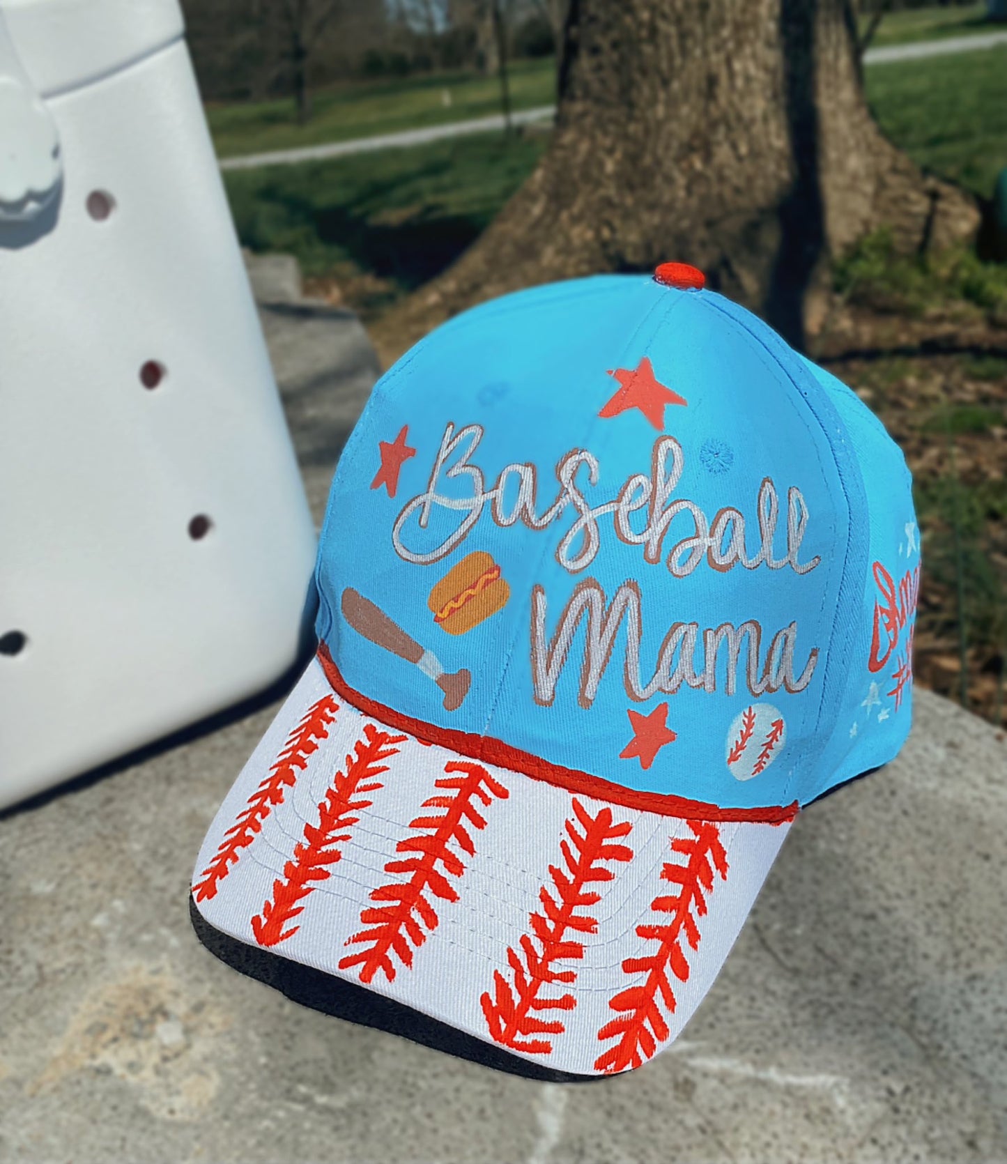 Hand Painted Sports Theme hat