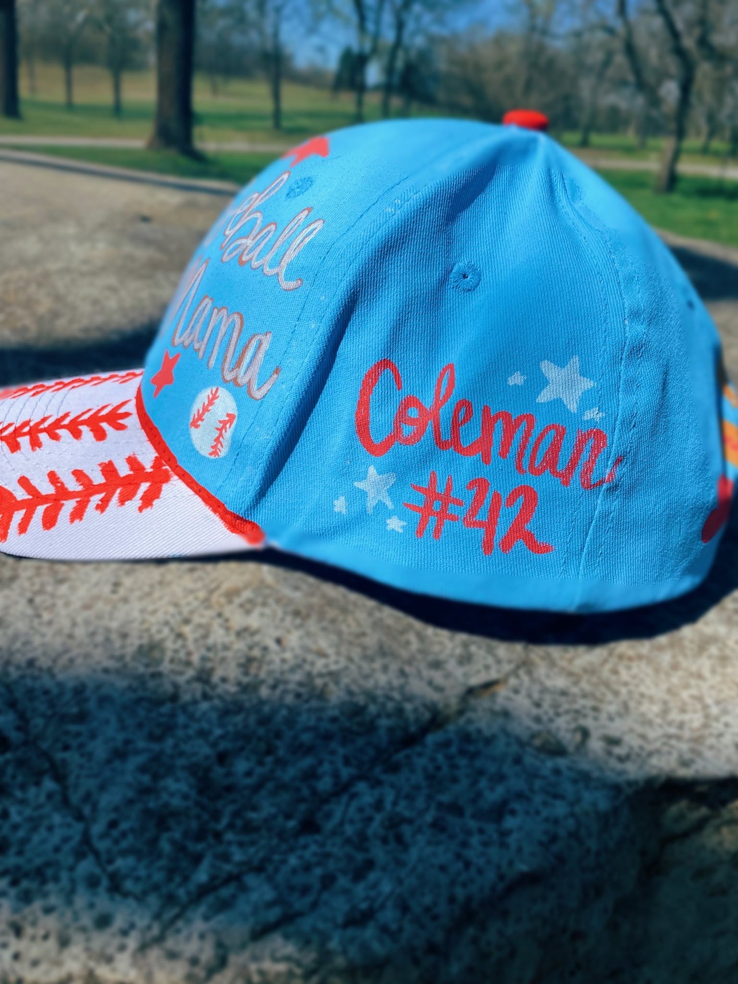 Hand Painted Sports Theme hat